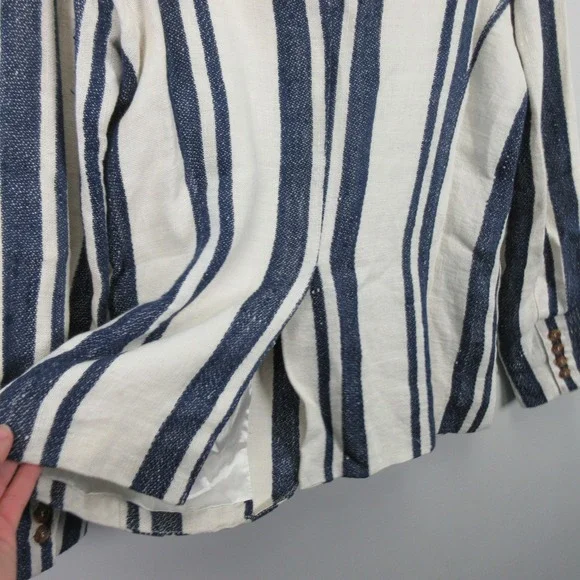 Smythe Women's Duchess 100% Linen *Stain Striped Blazer Nautical Size 12 - Picture 14 of 16